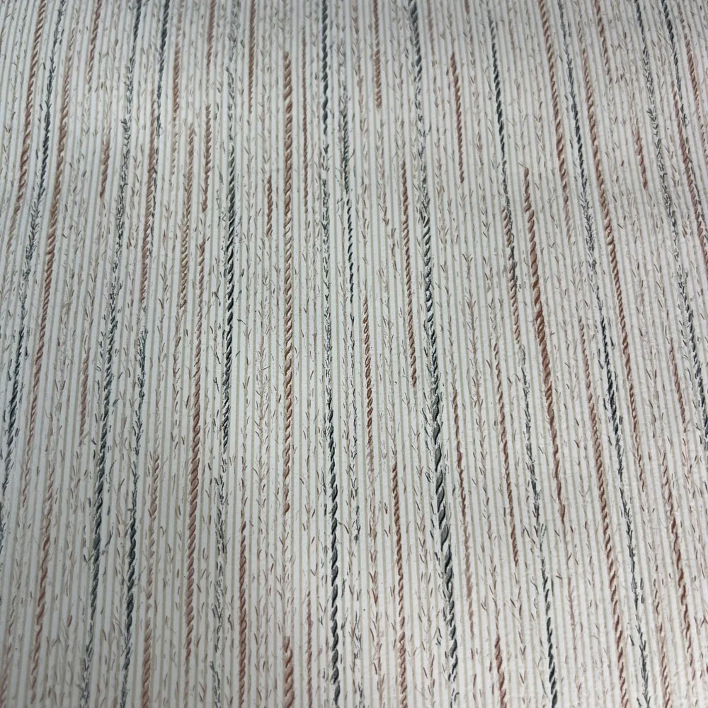 Vintage Pinstripe Textured Wallpaper Roll Cream Brown Made in USA 20.5